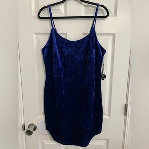 Forever 21+ 1X dark blue Crushed velvet mini dress body con NWT XL